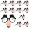 12 Pack Funny Nose Disguise Glasses with Mustache, Birthday Party Favors, Halloween Costume Accessories